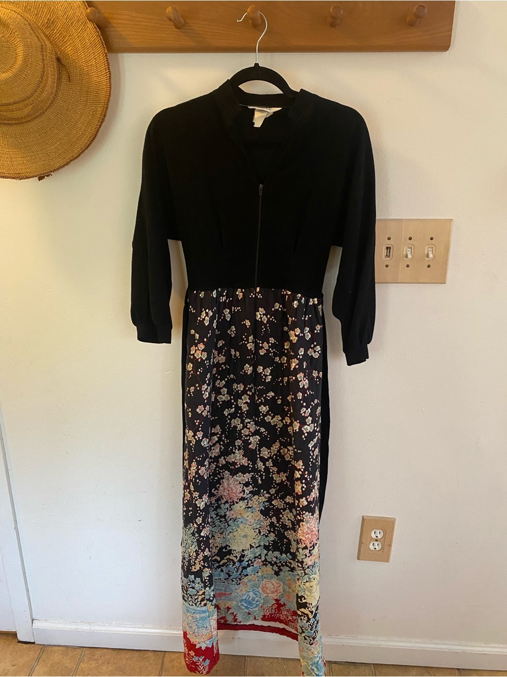 Vintage velvet quilted maxi dress